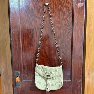 Anthropologie Olive Green Crossbody Bag with Chain Strap